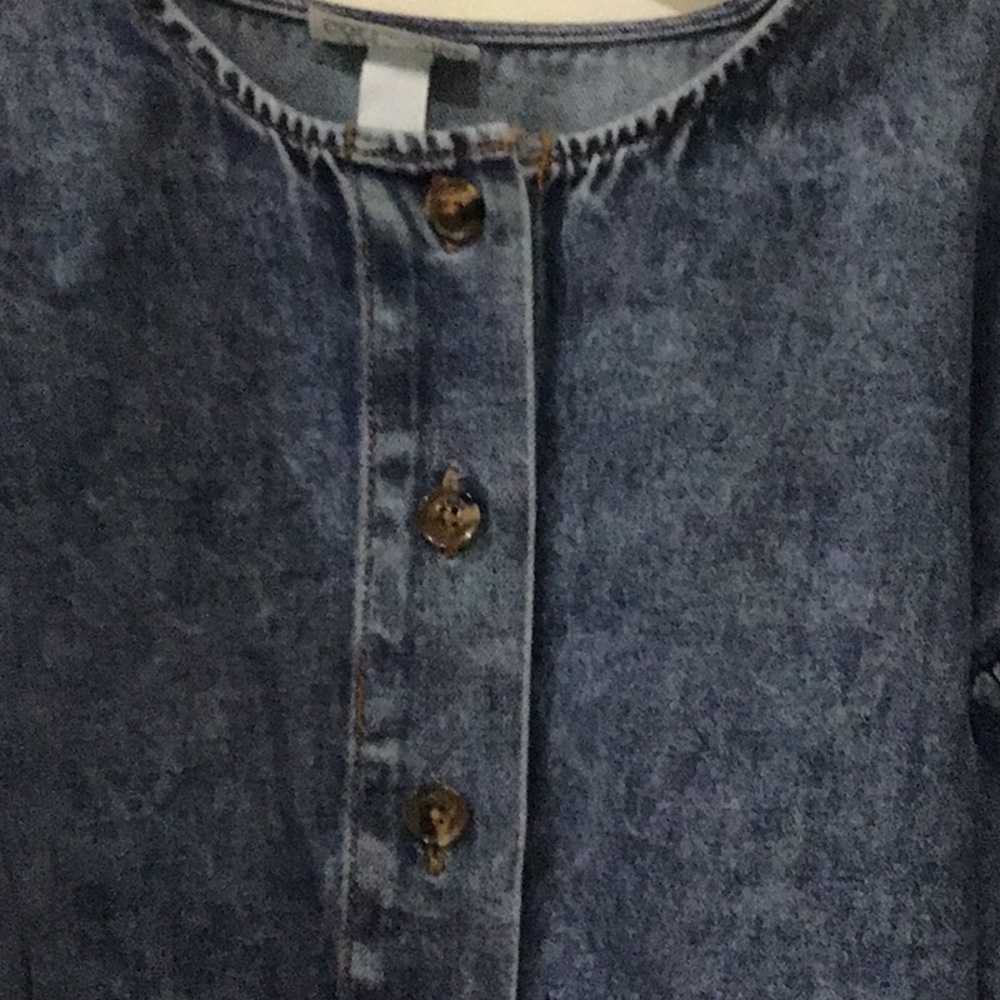 Future Collective Denim Puff Sleeve Top - Picture 2 of 8
